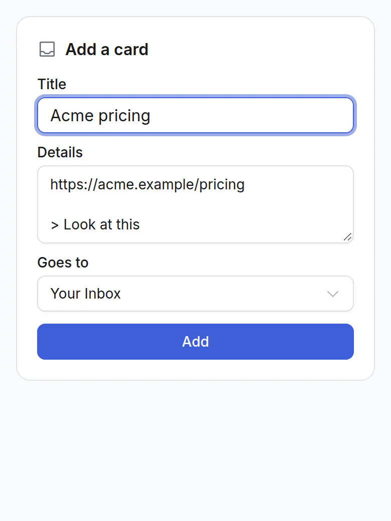 On a phone: a shared link, ready to add