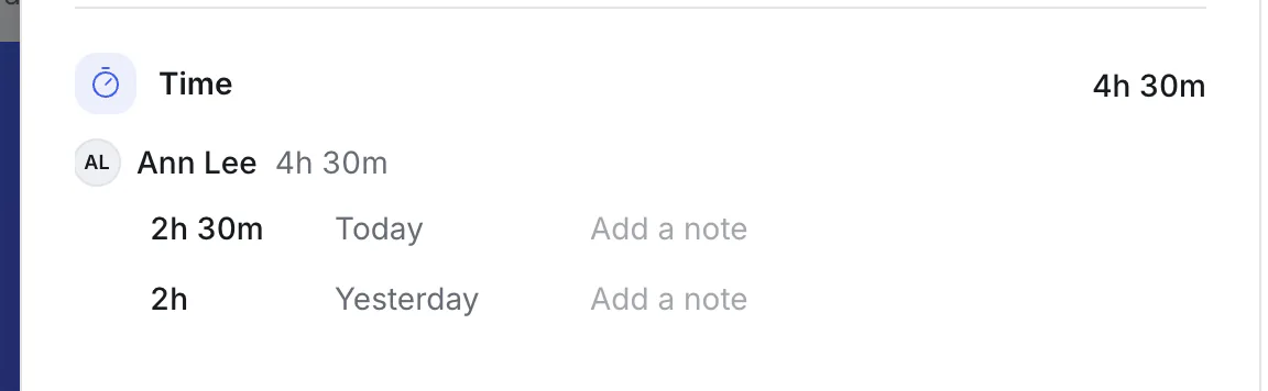 A card's logged time