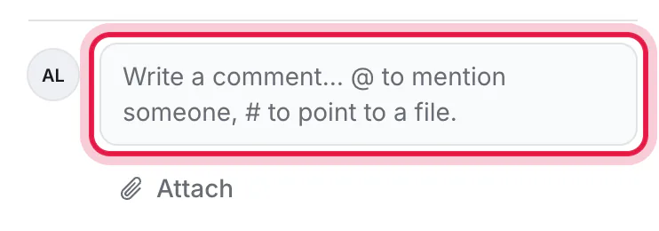 The box to write a comment in, at the bottom of a card's comments