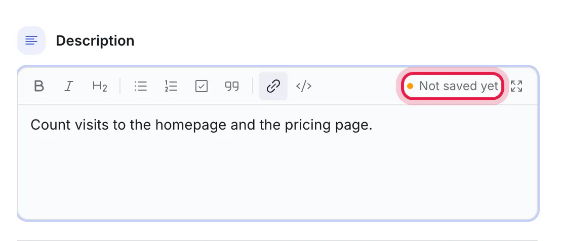 The toolbar, with the "Not saved yet" sign ringed