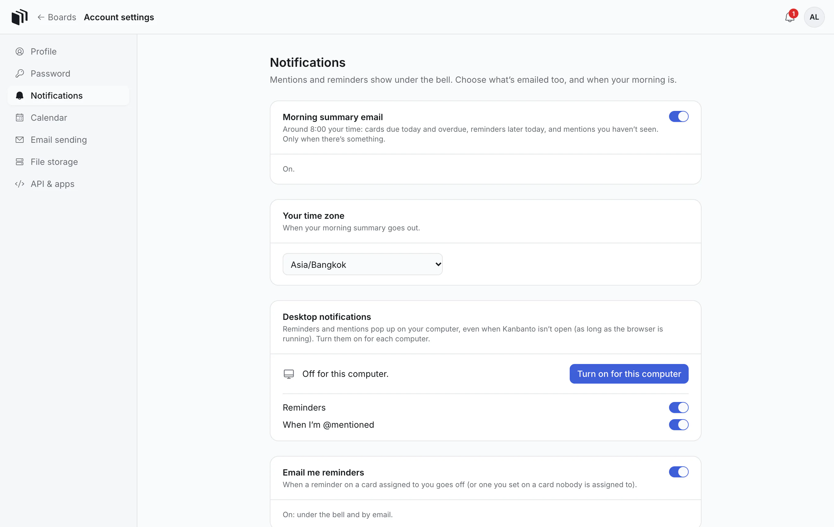 Notification settings