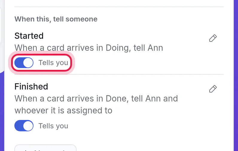 A rule's switch, ringed: it tells you